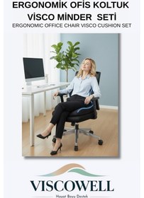 Resim Ortopedik Visco Bel Destek & Oturma Minderi - Ofis, Araç, Ev Çalışma Sandalyesi İçin 