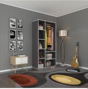 Resim Kenzlife giysi dolabı hüsamettin 180*090*40 gri gardırop 