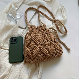 Resim Kadın Bohem El Dokuma Hasır Çapraz Çanta - Hafif Yaz Plaj Tote ile Püskül Detayları, Kahverengi, Tatil ve Rahat Geziler için Çok Fonksiyonlu Tasarım, Plaj Çantası, Tatil Aksesuarı, Boho Şık Aksesuar, Dokuma Dokulu 