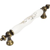 Resim Tomurcuk Fırça Antik 165 Nolu Desenli 128 mm 1670 Serisi Porselen Çekme Mobilya Kulbu (1670-41-128-165) 