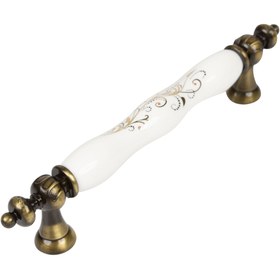 Resim Tomurcuk Fırça Antik 165 Nolu Desenli 128 mm 1670 Serisi Porselen Çekme Mobilya Kulbu (1670-41-128-165) 