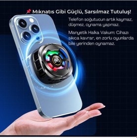 Resim Coofbe 6000 Rpm Turbo Fan Işıklı Magsafe İle Uyumlu Telefon Soğutucu Radyatör Tüm Telefonlara Uyumlu 