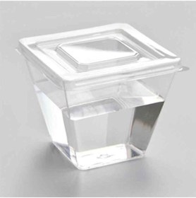 Resim BAKOM AMBALAJ 200 CC 12 ADET KAPAKLI KÜBİK KASE Pratik Plastik Kase Salata, Meze, Tatlı, Magnolya Kasesi 