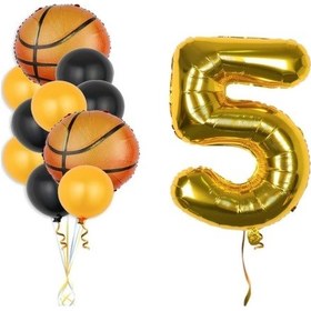 Resim Gold Rakam Basketbol Topu Folyo Ve Lateks Balon Seti - 5 