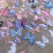 Resim 10 Adet Çift Katman Organza Kelebekler, 3D Polyester Aplikasyonlar, DIY El Sanatları Dekoratif Kelebek Süsleri, Saç Süsleri, Düğün Dekorasyonu, Sanat ve El Sanatları Malzemeleri 