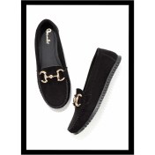 Resim Bambi Siyah Süet Kadın Loafer Ayakkabı K01542167902 