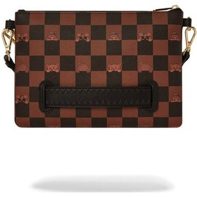 Resim Sprayground Peeking Character Check Pouchette, Kahverengi Unisex El Ve Omuz Çantası El Çantası 