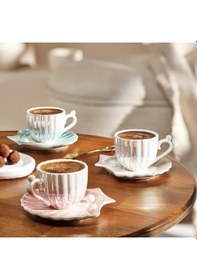 Resim Emsan İstiridye Mavi 2 Kişilik Kahve Fincan Takımı Mavi 
