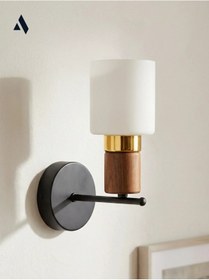 Resim Elyra Modern Dekoratif Duvar Aplik Ahşap Detaylı Camlı Aydınlatma Beyaz 