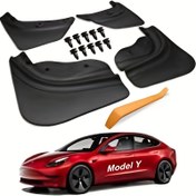 Resim Model Y için Tesla'ya uyarlanmış 2025 2024 2023 2022 2021 2020 Toz Kapağı Sıçrama Koruyucu Model Y Evrensel Her Hava Koşuluna Uygun Araç Çamur Koruma Matkap Gerektirmeyen Koruyucu Kapak Tesla için Model Y Aksesuarları 2024 Siyah 4'lü Set 