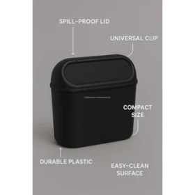 Resim MWX Teknoloji Araç Içi Çöp Kovası, Mini Otomobil Çöp Kutusu, Klipsli ve Kancalı Tasarım, Kol Dayama Veya Koltuk Arkasına Takılabilir, Siyah Plastik Araba Çop Kabı, Dökülme Önleyici Kapaklı 