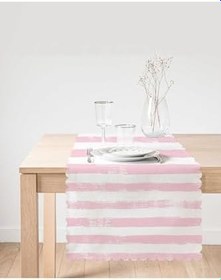 Resim RealHomes Pembe Çizgili Motifli Dekoratif Modern Runner, Runner-5237pembe 