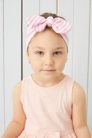 Resim Babygiz Kız Çocuk Pembe Beyaz Çizgili Bandana 
