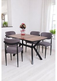 Resim Venedik Polo Mdf Lak Panel Açılır Mutfak Masa Sandalye Takımı 80 130cm Ceviz 