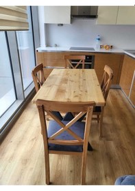Resim Doğal Ahşap Yemek Masası-70-180-76 Cm-siyah W Ayak 