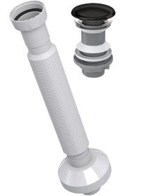 Resim İz Yapı Elixir Lavabo Sifonu Körüklü Sifon Pup-Up Basmalı Mat Siyah Seremik Kafa Taşmasız 220109 