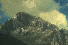 Resim Mountains- Albert Bierstadt,3d Printed with texture and brush strokes looks like original oilpainting. - "13"x"19" in/35x48 cm / As Roll (Canvas) 