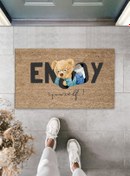 Resim Silkcoat Home Dış Ve Iç Mekan Bej Kapı Önü Paspası Enjoy Yourself Ayıcık Desen Paspas 