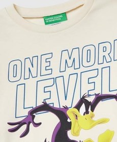 Resim Benetton Erkek Çocuk Siyah Tazmanya Baskılı Kabartmalı Uzun Kollu T-shirt 