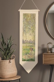 Resim Duvar Halısı Pinterest Oda Dekoru, Monet Sanat Serisi, 100cm Kanvas Flama Askılı Duvar Örtüsü NO:637 - Renkli - 15 / 30 x 100 