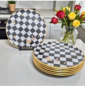 Resim Sudedi Home Emma Altın Yaldızlı Cam Pasta Tabağı Takımı Çok Renkli 