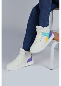 Resim Jump 29185 Cırtlı Yüksek Bilekli Bej - Sarı Üniseks Çocuk Sneaker Günlük Spor Ayakkabı 