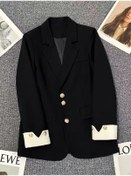 Resim Baharlık İş Kadını Düz Renk Moda Blazer Ceket 001 