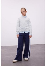 Resim Defacto Kız Çocuk Açık Gri Standart Fit Bisiklet Yaka Basic Düz Triko Kazak C6902A824AUGR28 Gri 