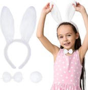 Resim Nessiworld Beyaz Tavşan Kostüm Seti – Taç, Papyon, Kuyruk (12’li Paket) 