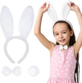 Resim Nessiworld Beyaz Tavşan Kostüm Seti – Taç, Papyon, Kuyruk (12’li Paket) 