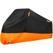 Resim Maoyaya Suntek Motosiklet Örtüsü, Yağmur Toz Güneş Açık Koruma Kapak M Turuncu - Siyah 