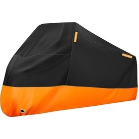 Resim Maoyaya Suntek Motosiklet Örtüsü, Yağmur Toz Güneş Açık Koruma Kapak M Turuncu - Siyah 