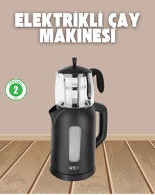 Resim AyrStore 0,9 L Cam Demlik ve 1,7 L Su Haznesi ile Çay Keyfi 