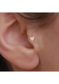 Resim 14 Ayar Altın Kalp Tragus Piercing Sarı 