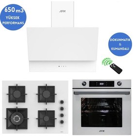 Resim Ferre Ve AFM Tech SC406-WFA WOK + FM7701 + FM3401 Modea Turbolu Beyaz Dijital Ankastre Set 