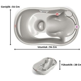 Resim Okbaby Bebek Banyo Seti Onda Dijital Termometreli Çift Yönlü Bebek Küveti A. Gri & Bebek Küvet Taşıyıcı 