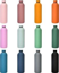 Resim Paslanmaz Çelik Dış Mekan Mat Su Şişesi Taşınabilir Spor Su Bardağı Kauçuk Boya Yalıtım Kupası Yosun Yeşili 