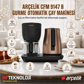 Resim Arçelik Bakır Gövde Malzemesi ile Cfm 9147 B Gurme Otomatik Çay & Filtre Kahve Makinesi 