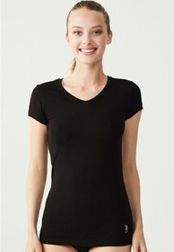 Resim U.S. Polo Assn. U.S. Polo Assn. Kadın Kısa Kollu V Yaka Düz Renk Pamuk Modal T-shirt E.9L.9.8.2I.44.F 