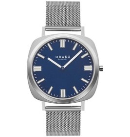 Resim Obaku Denmark V296gxclmc Quartz Hasır Gri Lacivert Kadran Safir Cam 40 Mm Erkek Kol Saati 