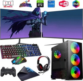 Resim Rogame I5 13400F 16GB DDR4 480SSD 12GB RTX3060 Çift 24" Mon. Oyun Bilgisayarı (Gaming SET) 