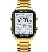 Resim Skmeı 1888 Çok İşlevli Erkek 30m Su Geçirmez Spor Paslanmaz Çelik Dijital Kol Saati Altın Kahverengi 