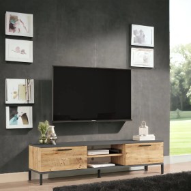 Resim L'occi Concept Joseph 160 cm Tv Ünitesi Raflı 2 Kapaklı Metal Ayaklı Çam JZ1-AA 
