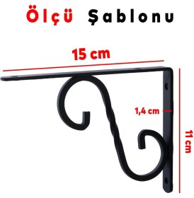 Resim Nzb Raf Altı Raf Tutucu Ayak Ferforje Siyah 150X110 mm 2 Adet 