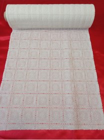 Resim HANK TİCARET 5 Metre Pvc Dantel Raf Sehpa Masa Fiskos Örtüsü Kare Kare Beyaz Rüzgar Gülü Desen 5mX50cm 