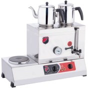 Resim Silverinox Elektrikli Çay Ocağı Kapaklı Ve Kaynaklı 2 Demlikli Ekonomik 40'lık 