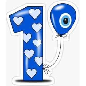 Resim TSC 1 Yaş Nazar Sticker Yapıştırması Etiket 20 cm 