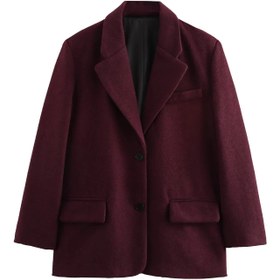 Resim Oversize Yünlü Blazer - Bordo / M 