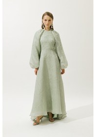 Resim Manuka Jakar Organze Abiye Elbise Mint Mint 