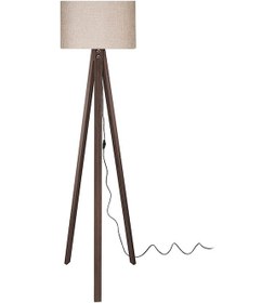 Resim Yuvarlak Başlıklı Ahşap Lambader Bej Kahve Ly686 